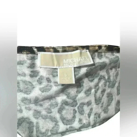 Michael Kors Leopard Animal Print Lightweight Pullover Blouse Sheer Overlay SM - Picture 7 of 10